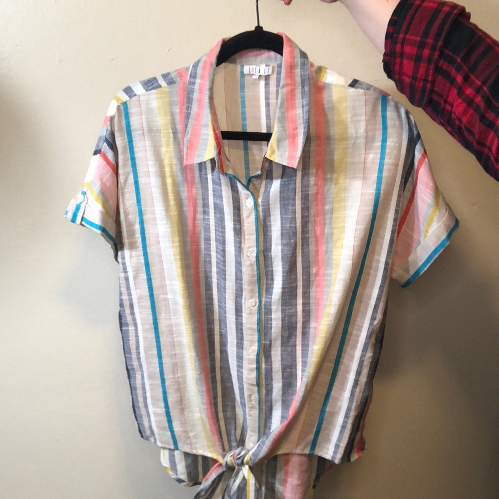 Multi-Color Striped Cotton Blouse